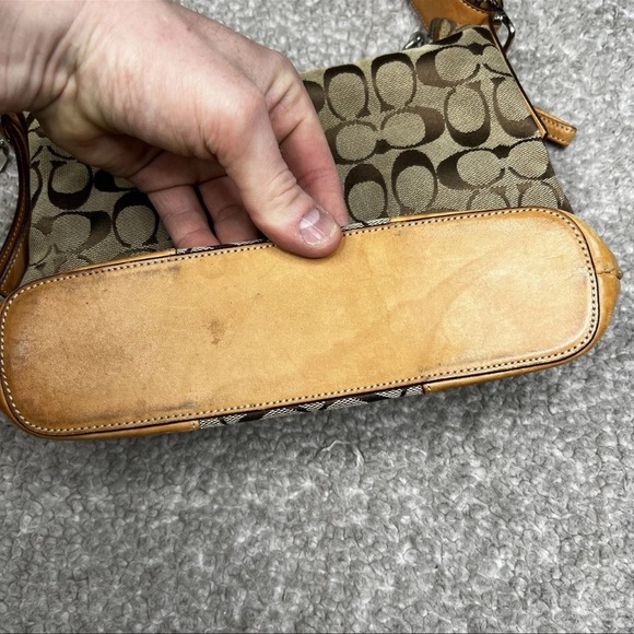 Vintage Coach J2K-6347 Hobo Purse Handbag Beige Brown Leather Y2K - Picture 4 of 16